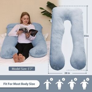 Blue U-Shaped Body Pillow Chilling Home